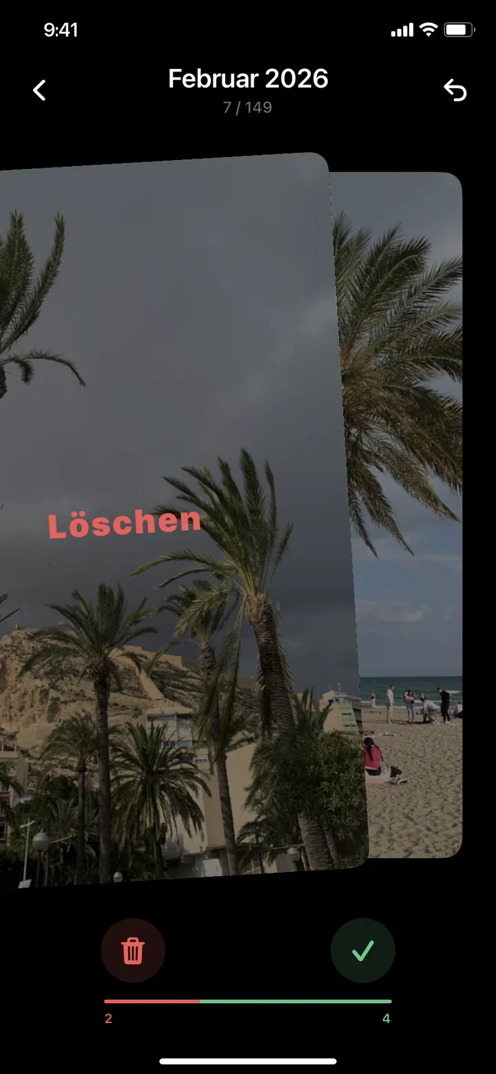 Foto per Swipe nach links löschen in PhotoDelete