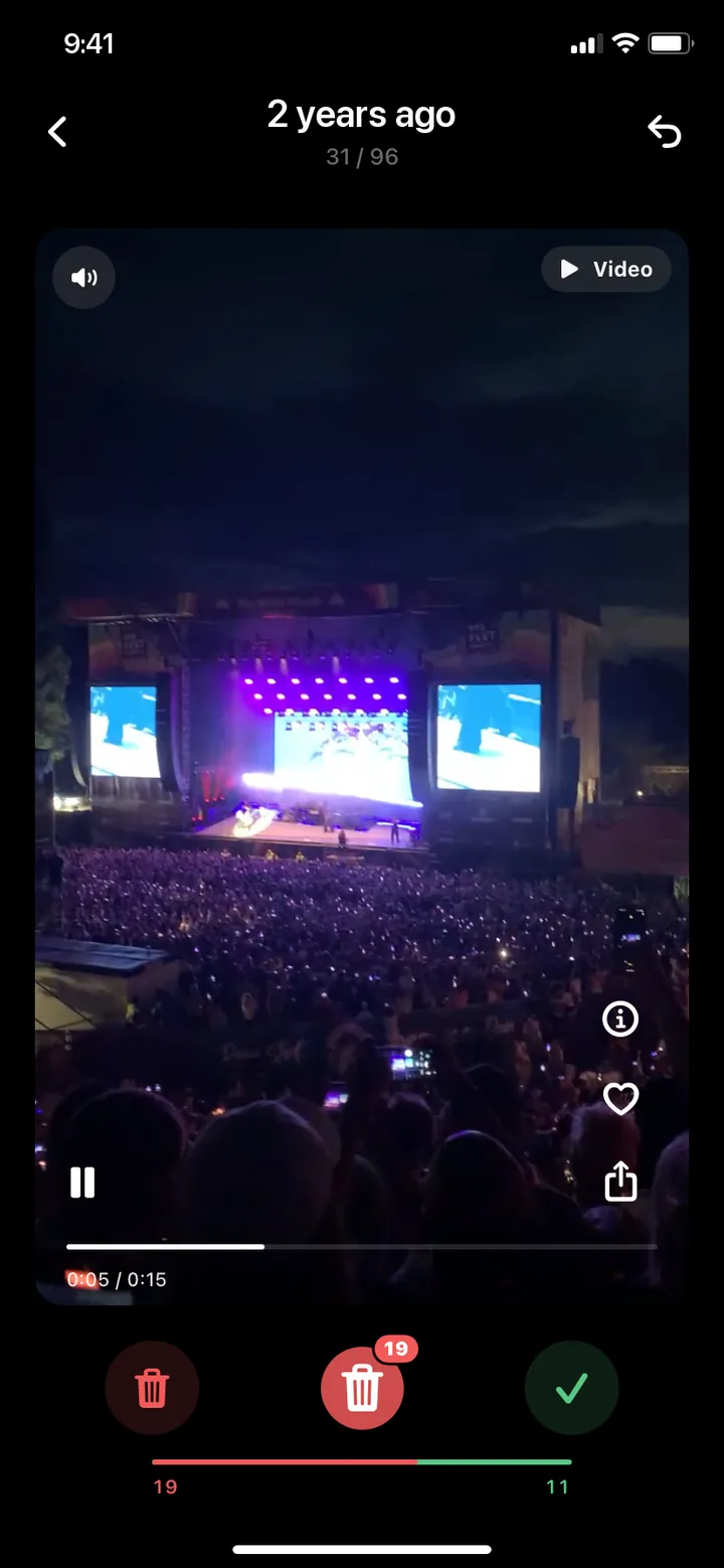 On This Day in PhotoDelete: swiping through a video from 2 years ago