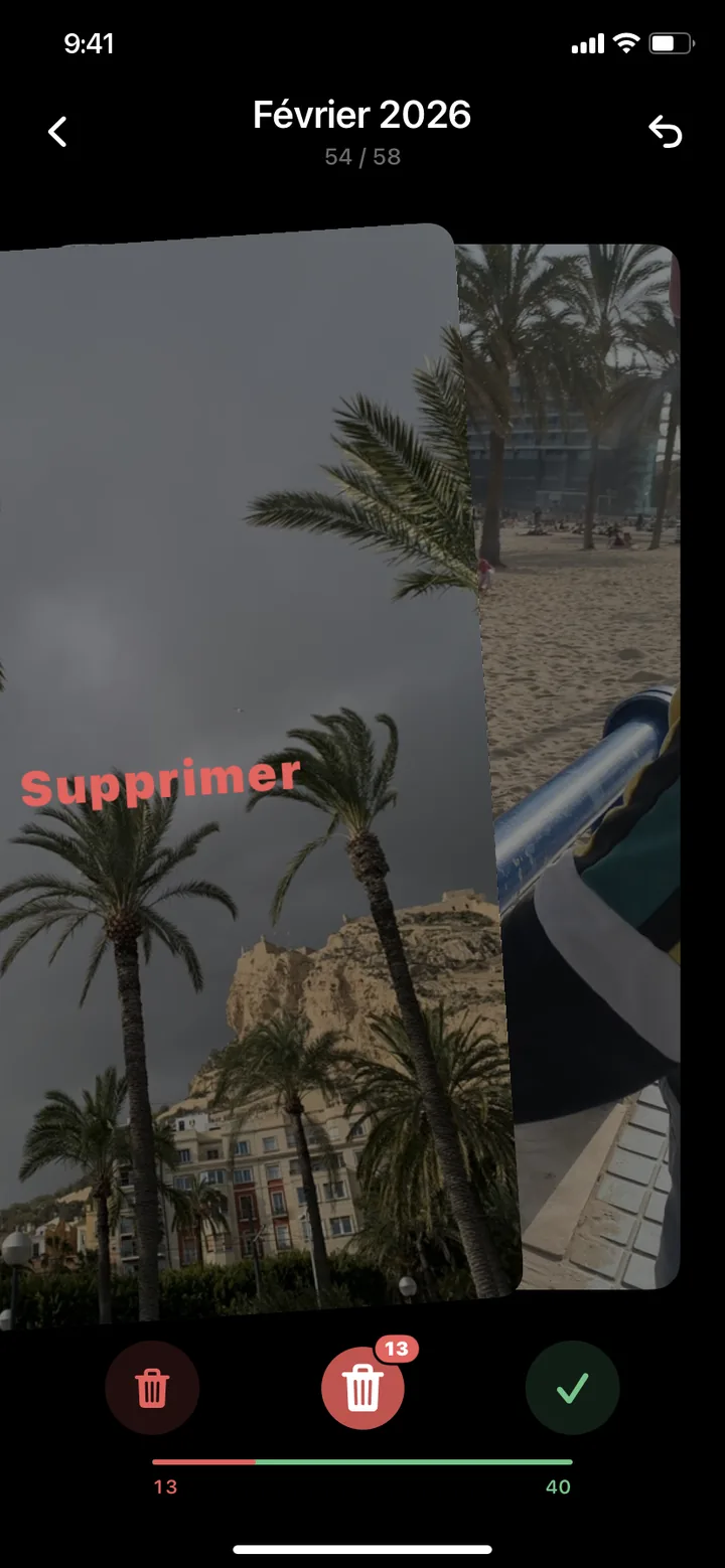 Supprimer une photo d'un swipe à gauche dans PhotoDelete